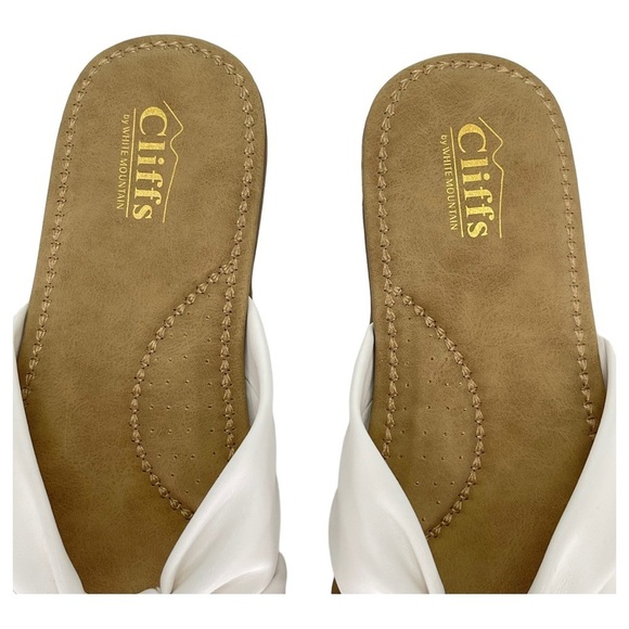 Cliffs White Mountain Favorite White Faux Leather Womens Slide Sandals Size 10M - Picture 9 of 12